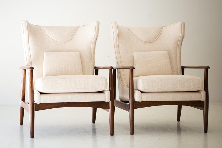 Mid-Century Modern Lawrence Peabody Wingback Lounge Chairs for Richardson Nemschoff For Sale