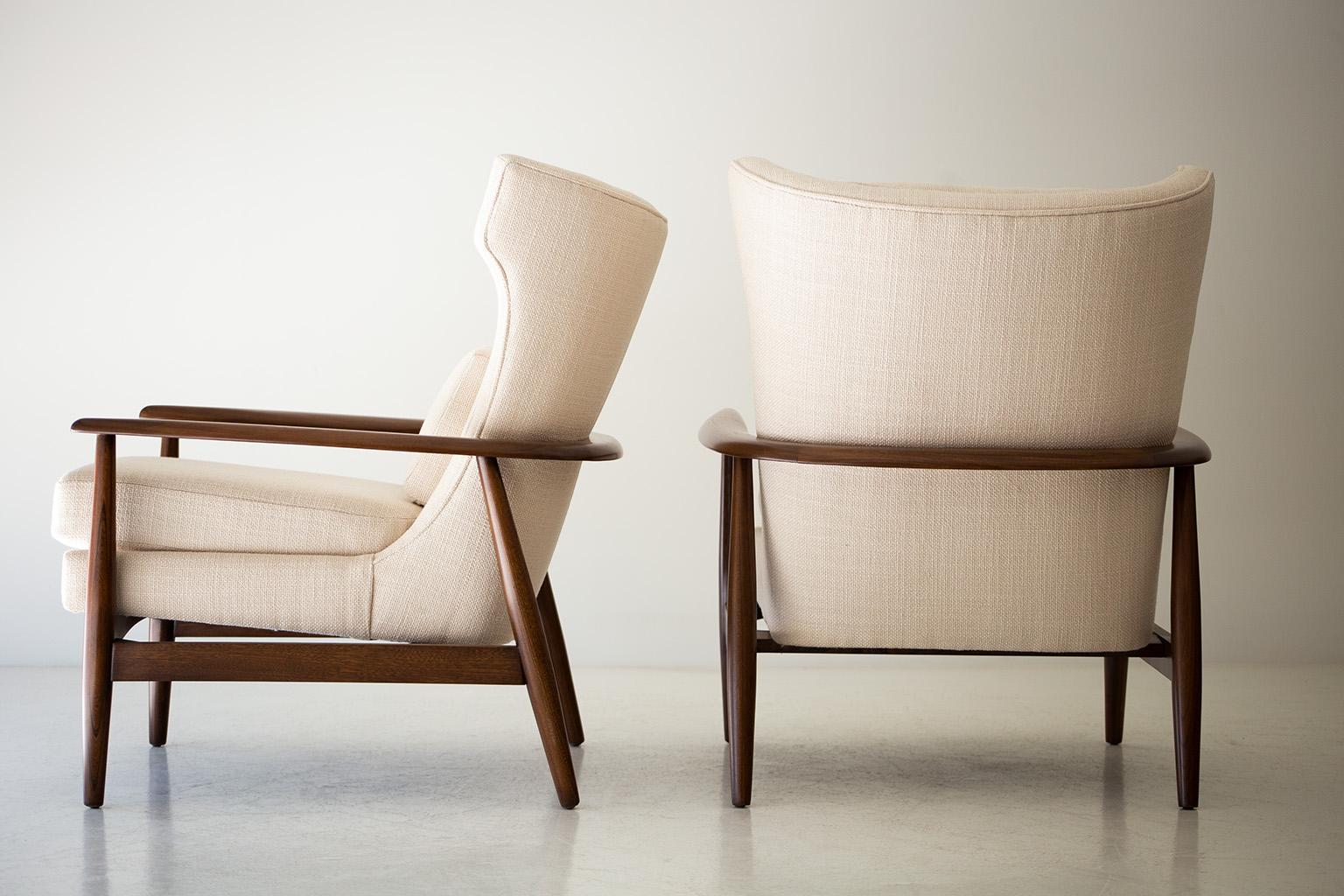 Mid-Century Modern Lawrence Peabody Wingback Lounge Chairs for Richardson Nemschoff