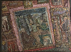 Large American Folk Art Masterpiece Glass Mosaic Sculpture Painting Wall Hanging