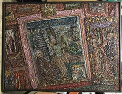 Large American Folk Art Masterpiece Glass Mosaic Sculpture Painting Wall Hanging