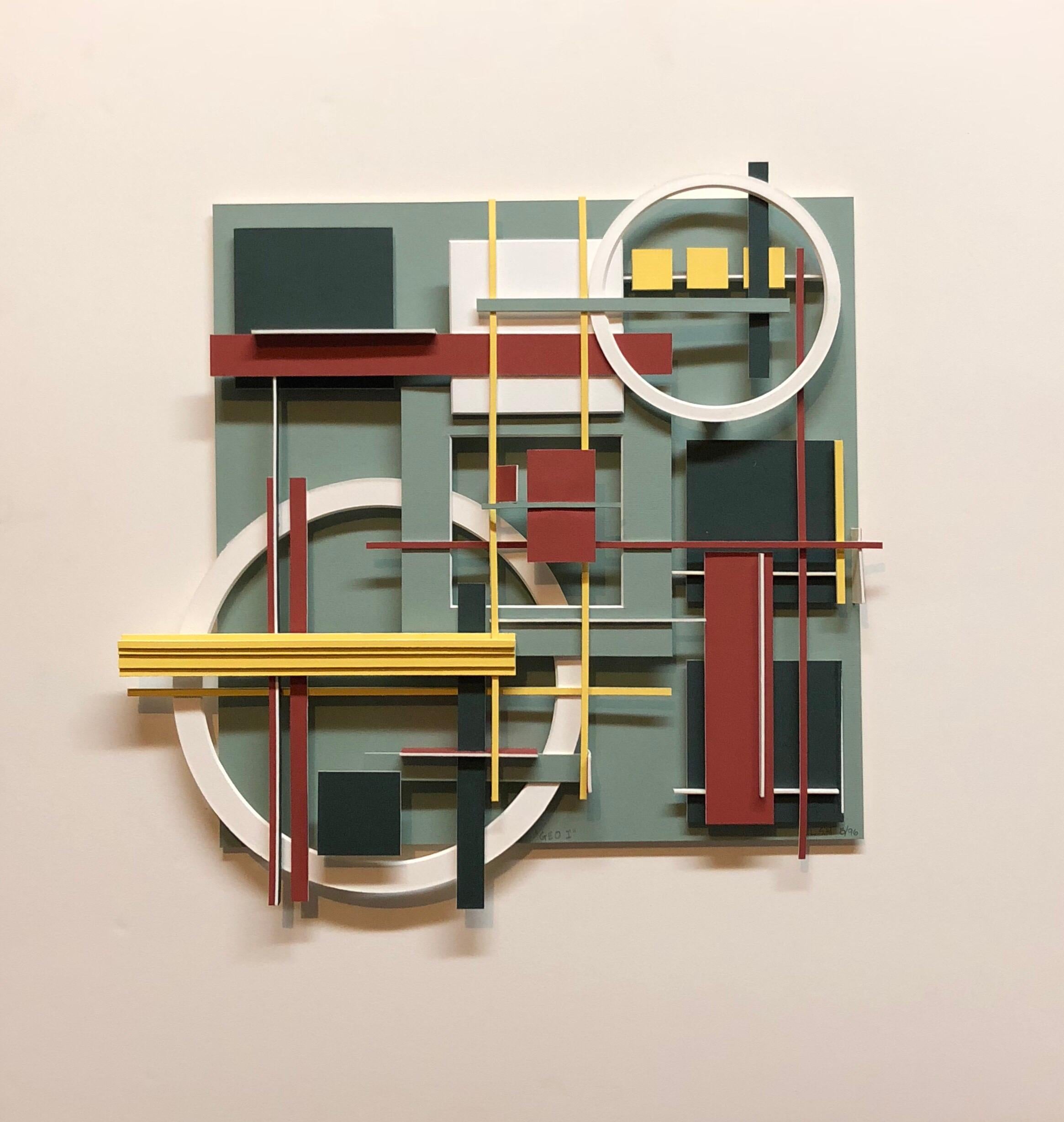 Construction Assemblage of mat board or Bristol board. titled Geo 1 and signed and dated verso.

Lawrence Saul Heller, (Larry Heller)
(American, born 1965)
Born Great Neck, NY
Kent State University School of Architecture Kent, OH
Practicing