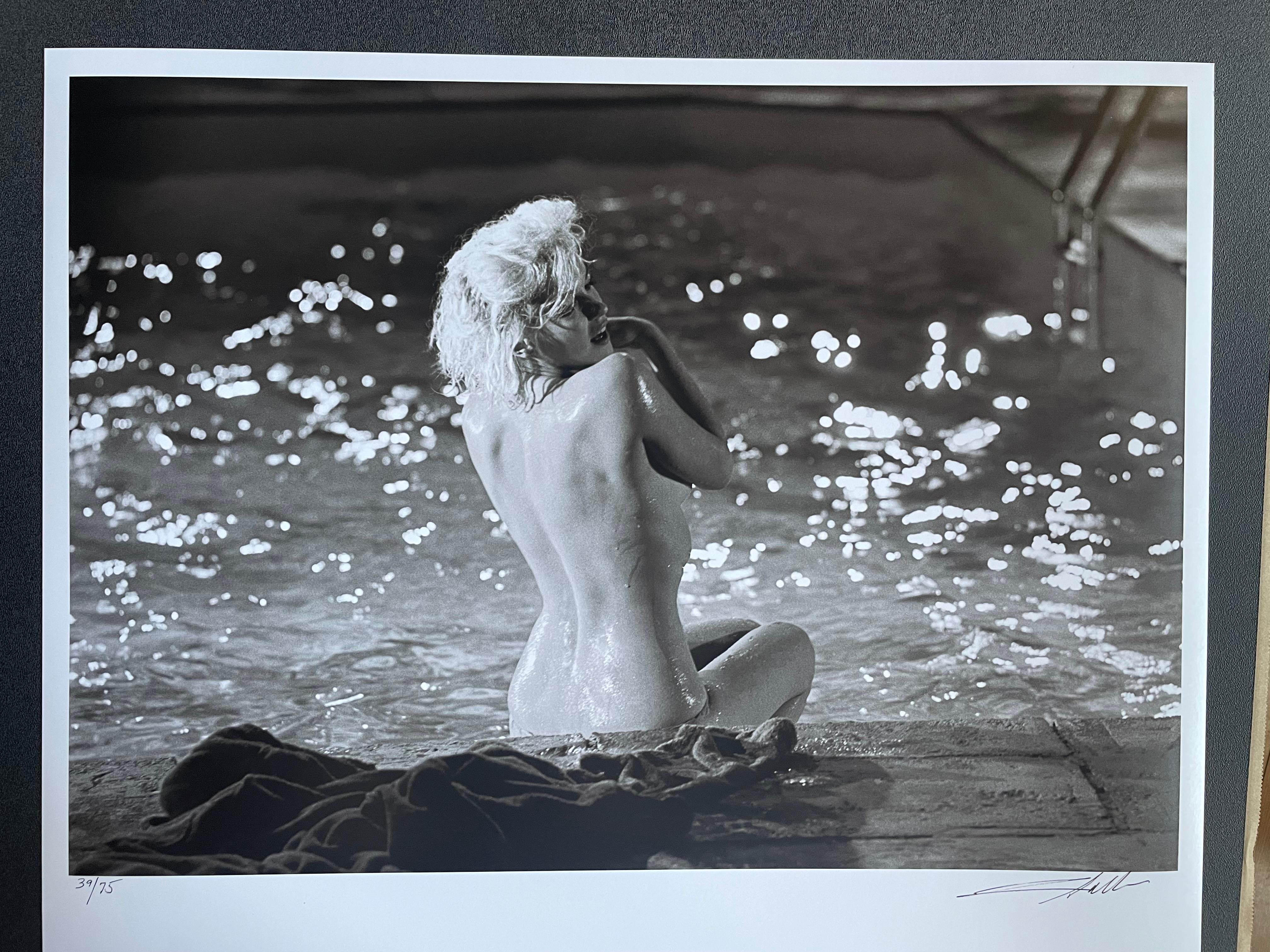Marilyn Monroe Back, Somethings Gotta Give - Black Black and White Photograph by Lawrence Schiller