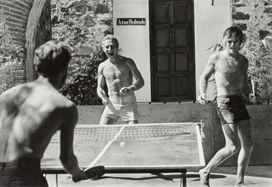 Lawrence Schiller Portrait Photograph - Paul Newman and Robert Redford, Ping-Pong