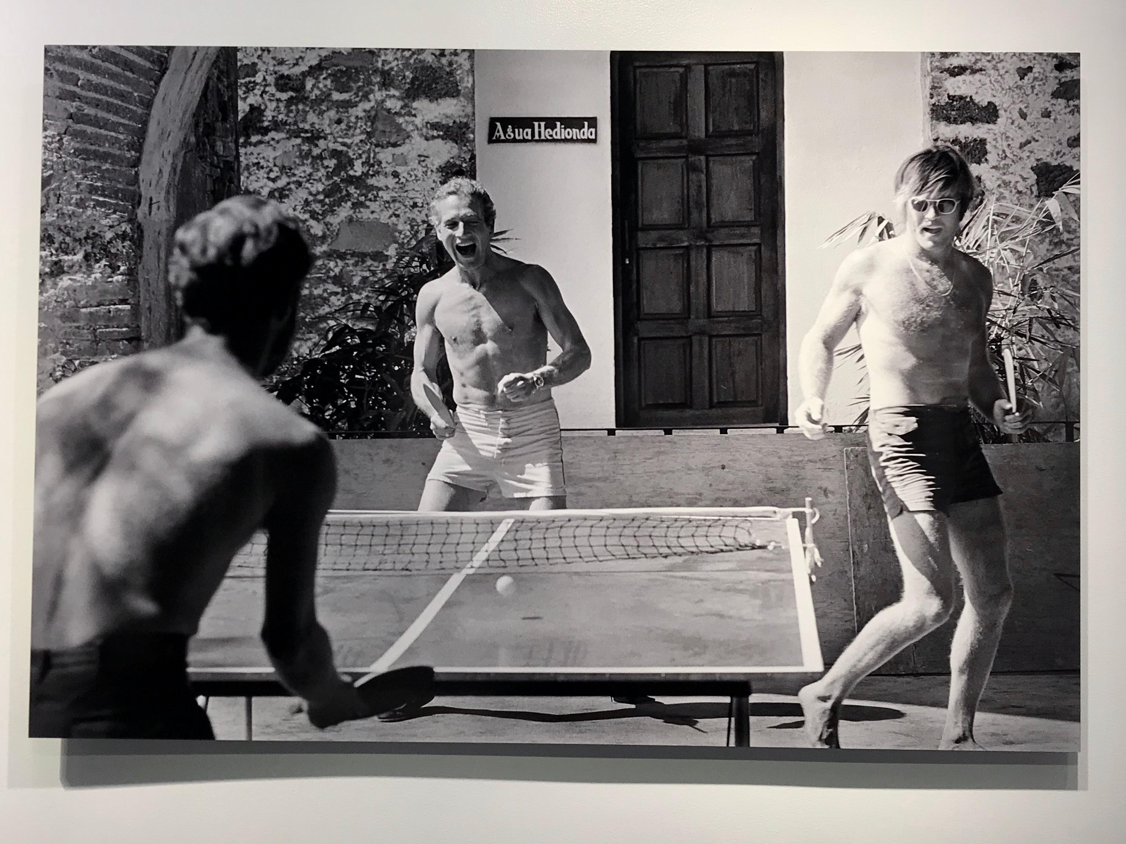Lawrence Schiller Black and White Photograph - Paul Newman and Robert Redford, Playing Ping-Pong