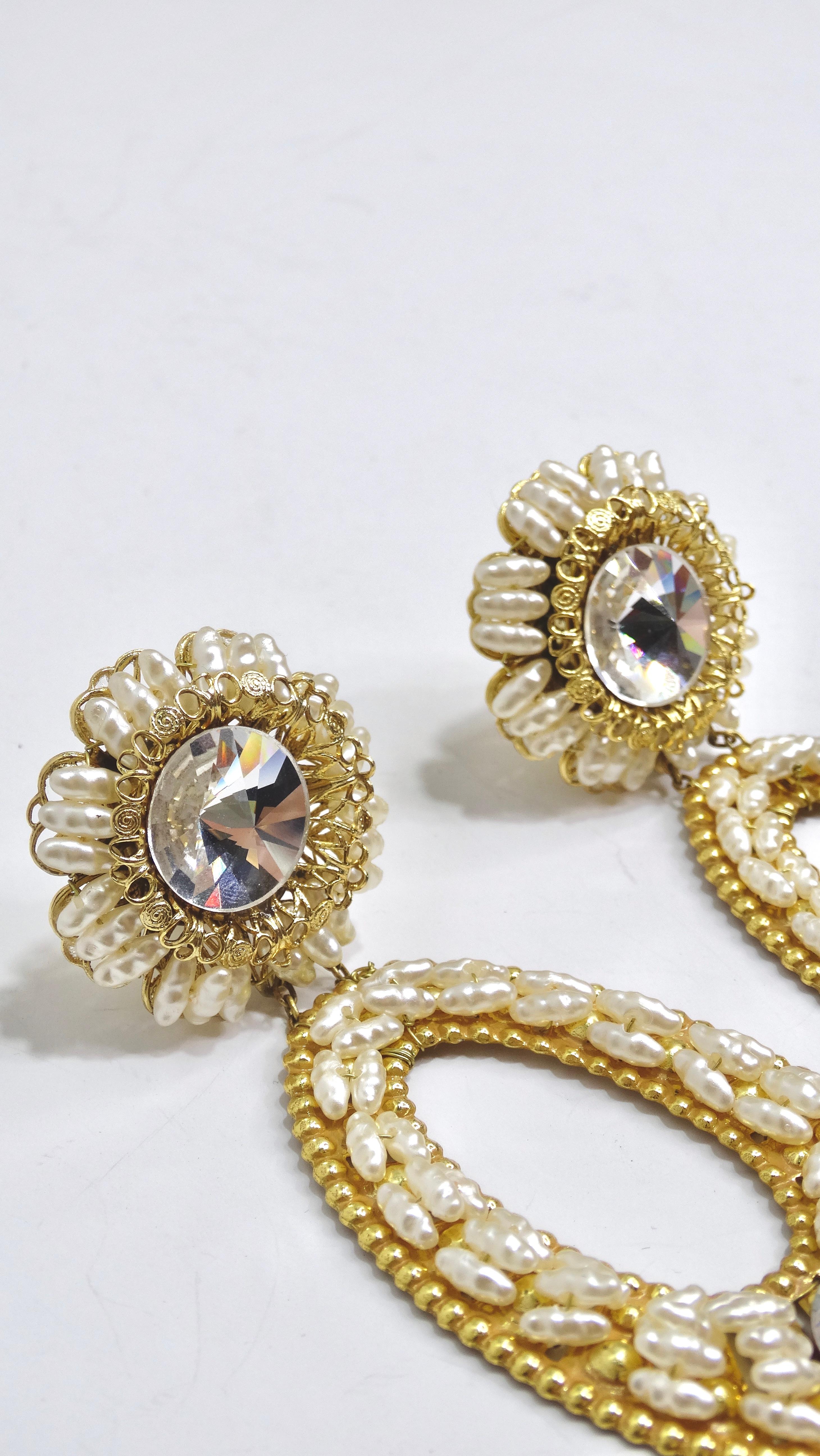 Lawrence Vrba Beaded Crystal Statement Earrings In Excellent Condition For Sale In Scottsdale, AZ