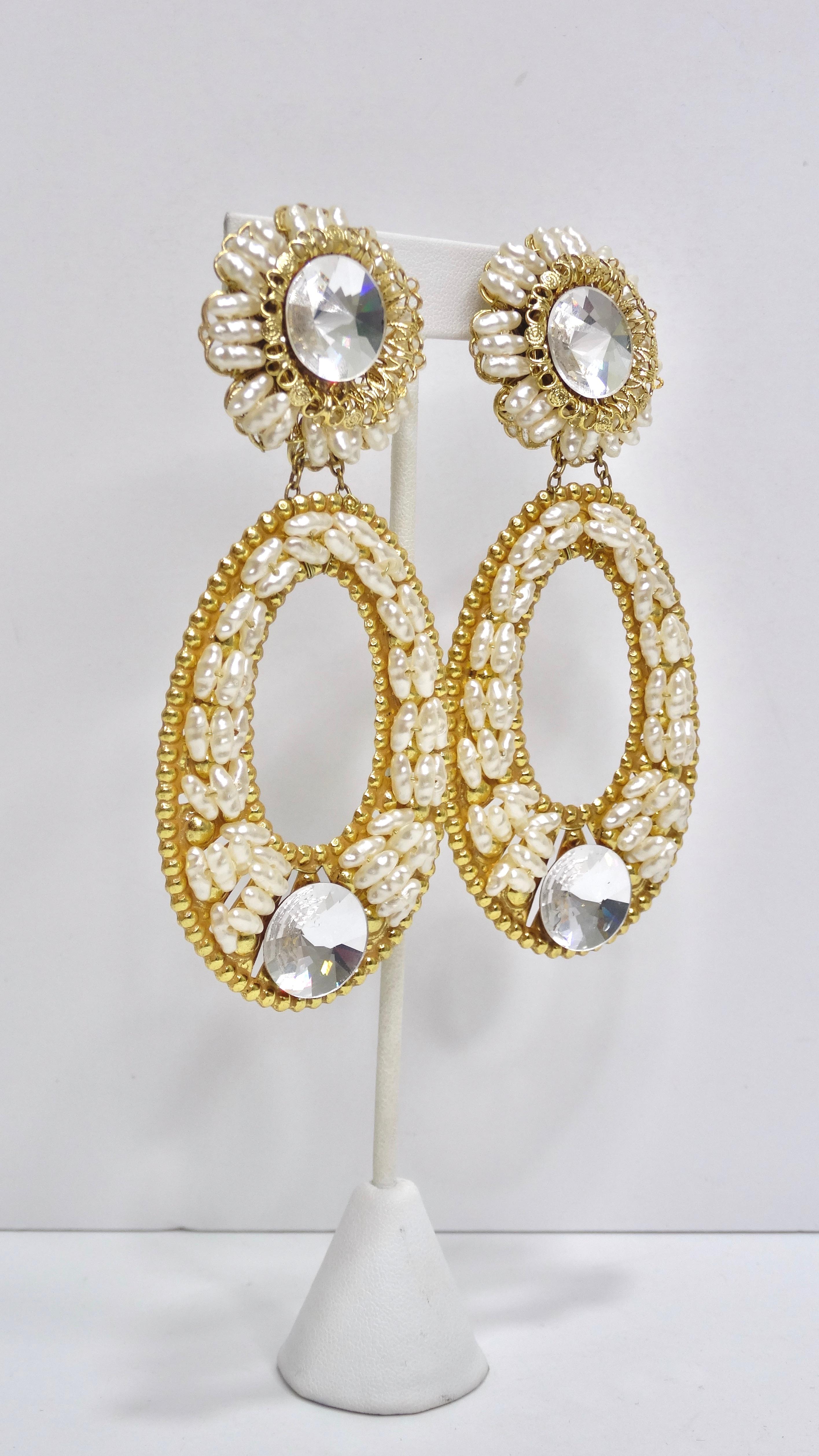 Women's Lawrence Vrba Beaded Crystal Statement Earrings For Sale