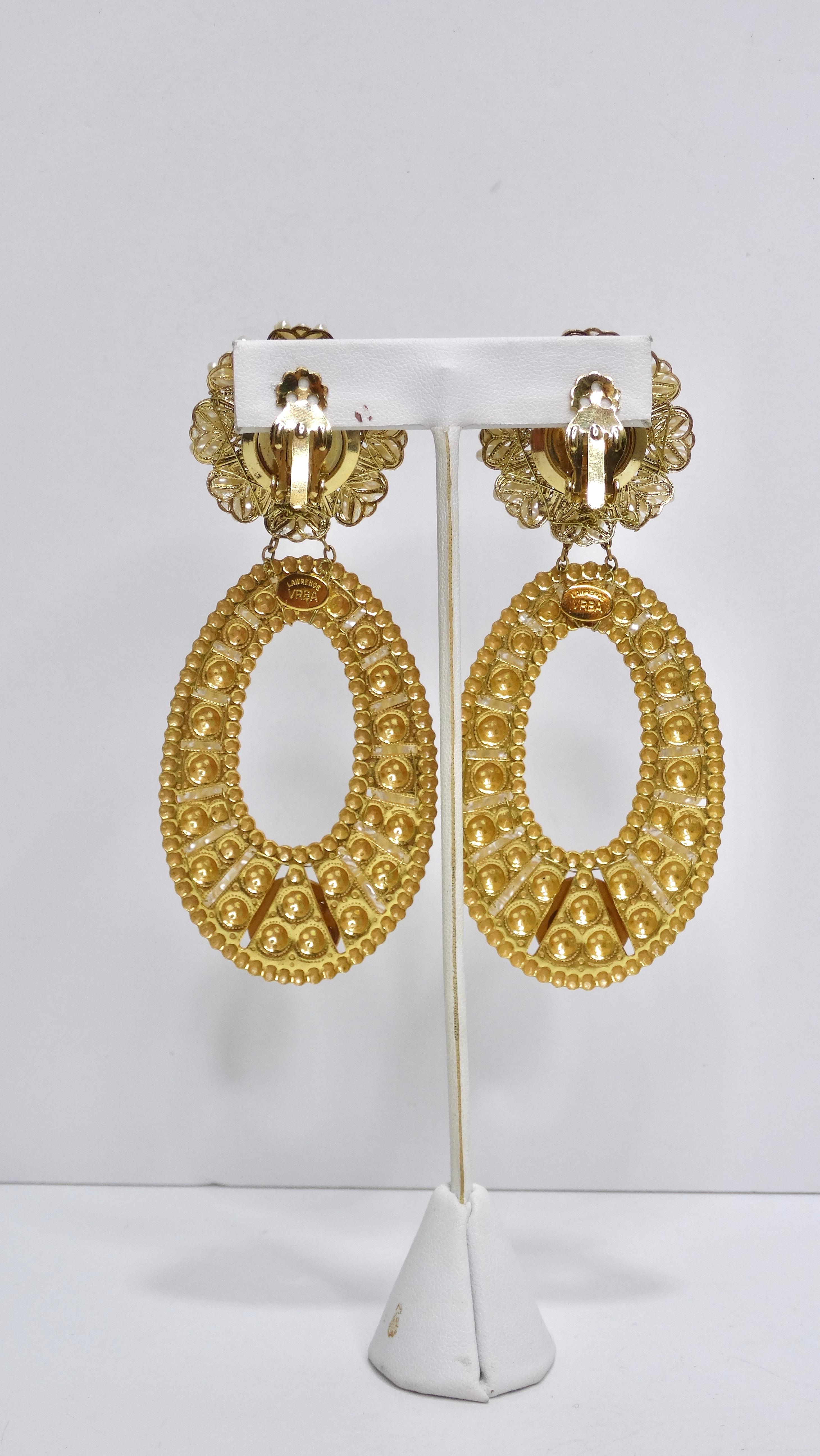 Lawrence Vrba Beaded Crystal Statement Earrings For Sale 1