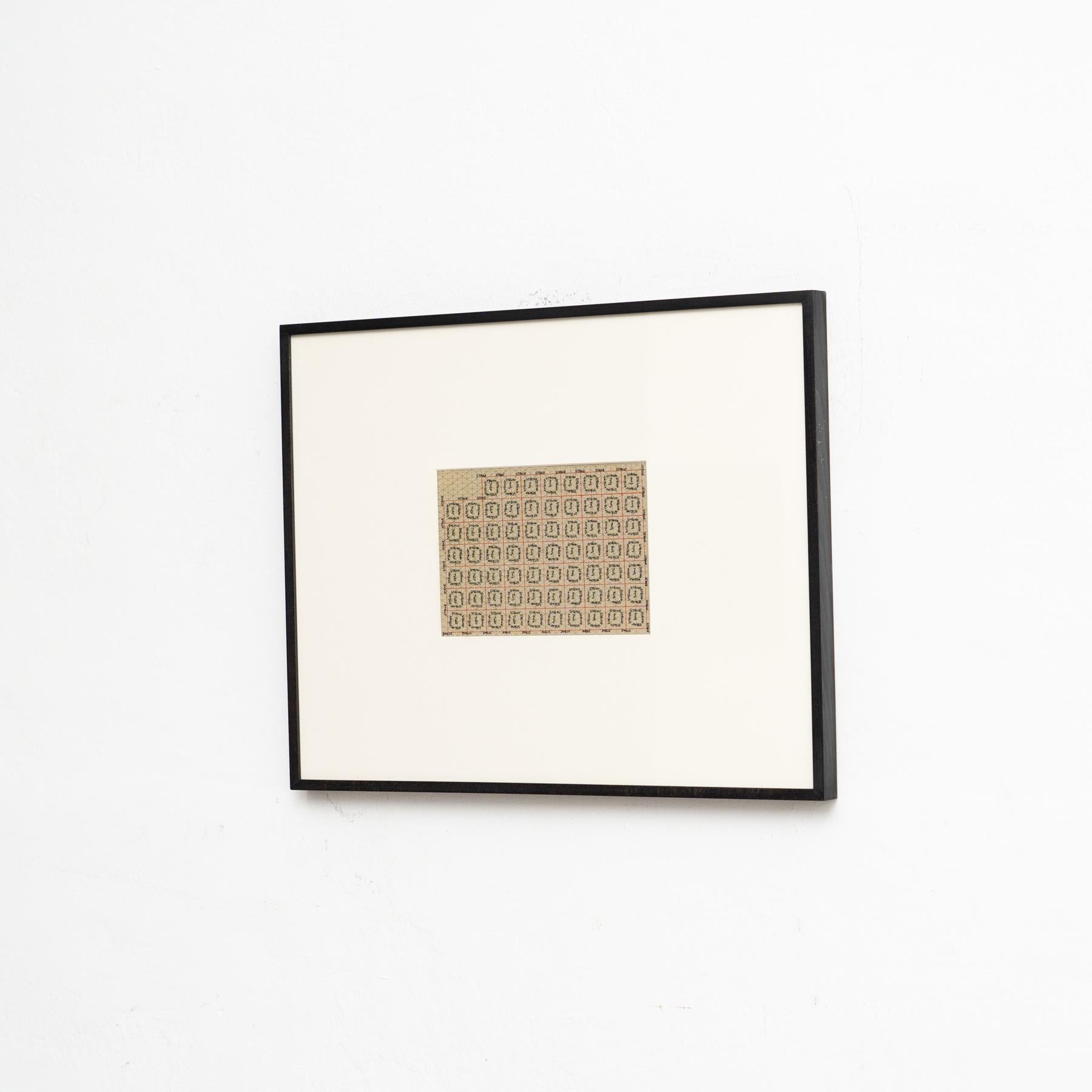 Postmoderno Opera d'arte di Lawrence Weiner 'Tappeto erboso, palo e corda', 1968