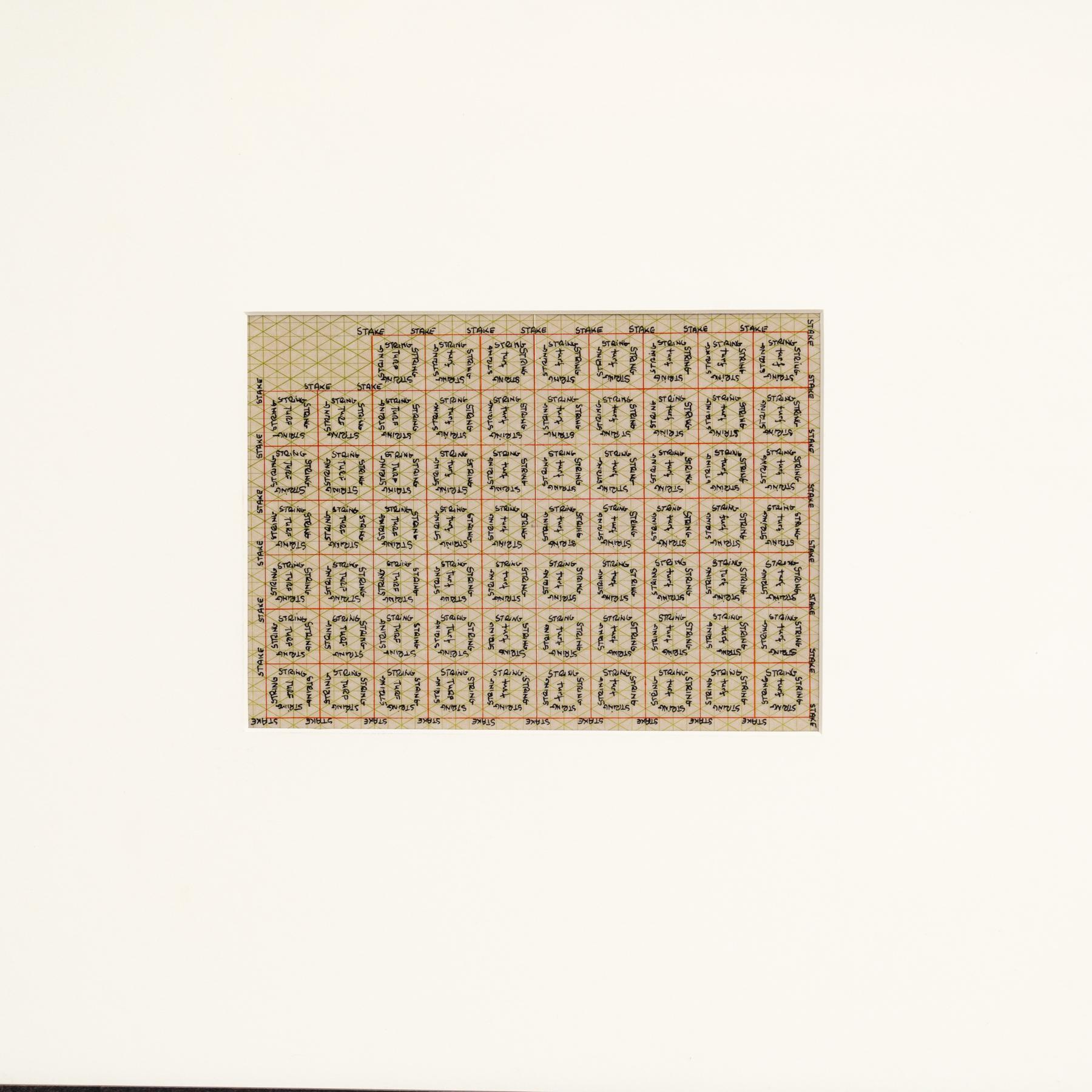 Britannico Opera d'arte di Lawrence Weiner 'Tappeto erboso, palo e corda', 1968