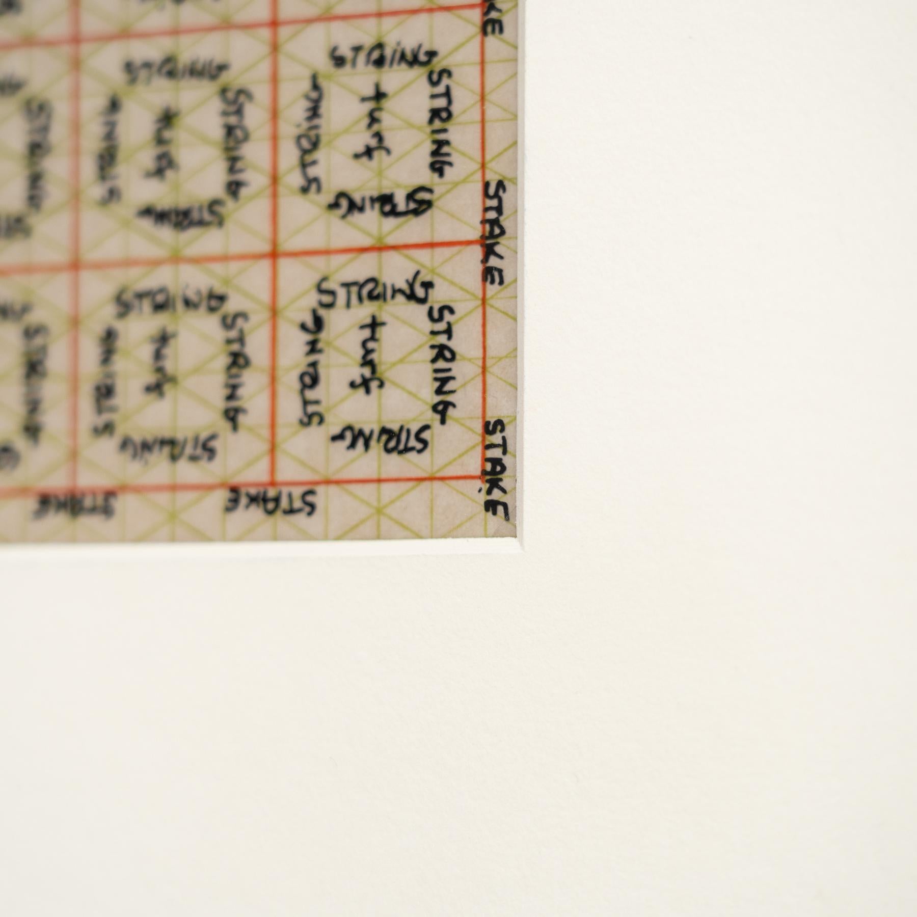 Metà XX secolo Opera d'arte di Lawrence Weiner 'Tappeto erboso, palo e corda', 1968