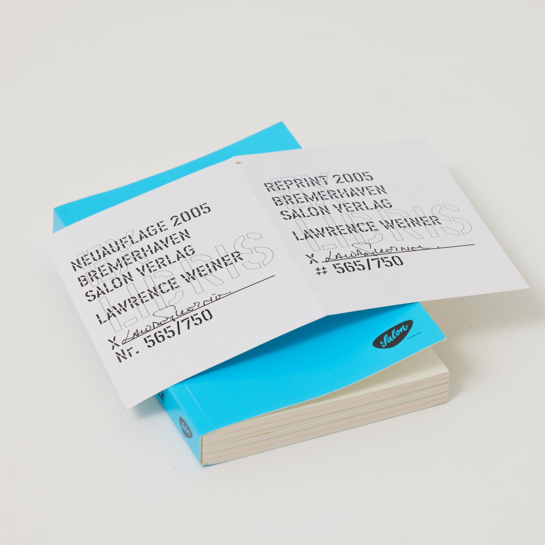 Lawrence Weiner Limited Edition Hand Signed Book, South London Gallery, 2014 in vendita 5