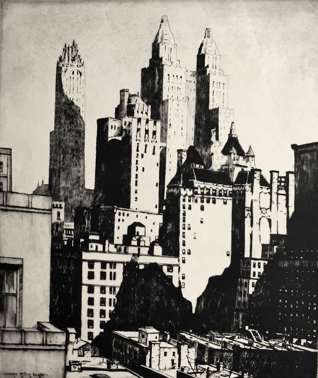 Montagnes de Manhattan - Modernisme américain Print par Lawrence Wilbur