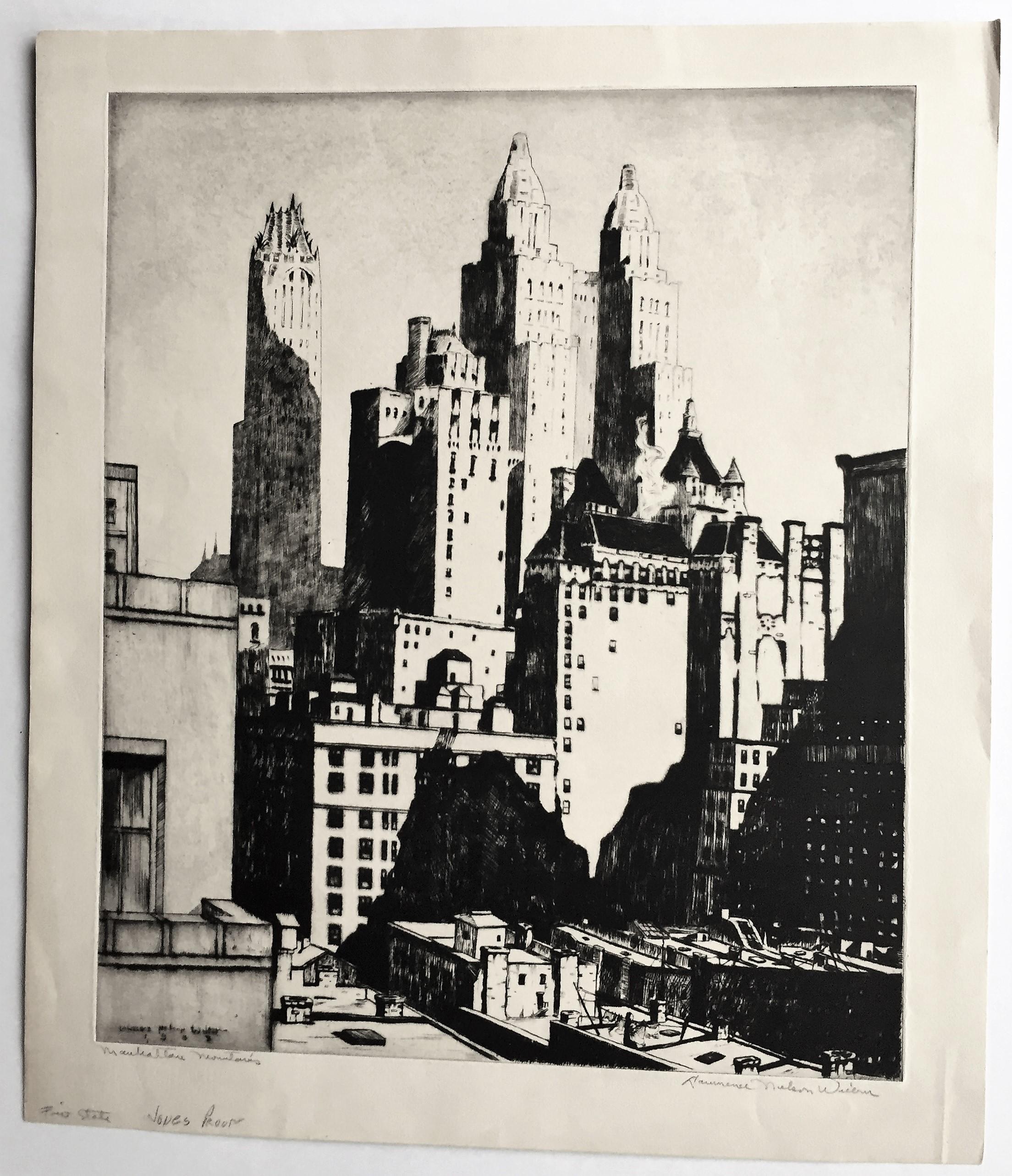 Manhattan Mountains - Gray Landscape Print by Lawrence Wilbur