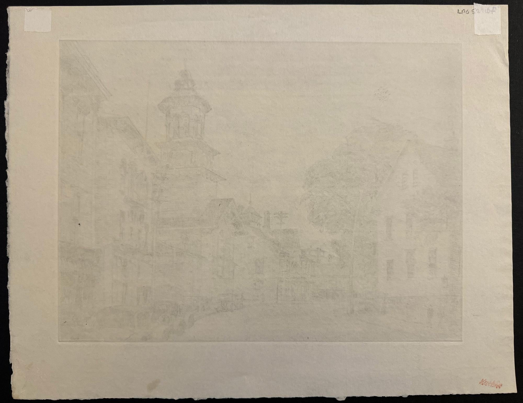 Calle en Marblehead, Massachussets - Print moderno estadounidense de Lawrence Wilbur