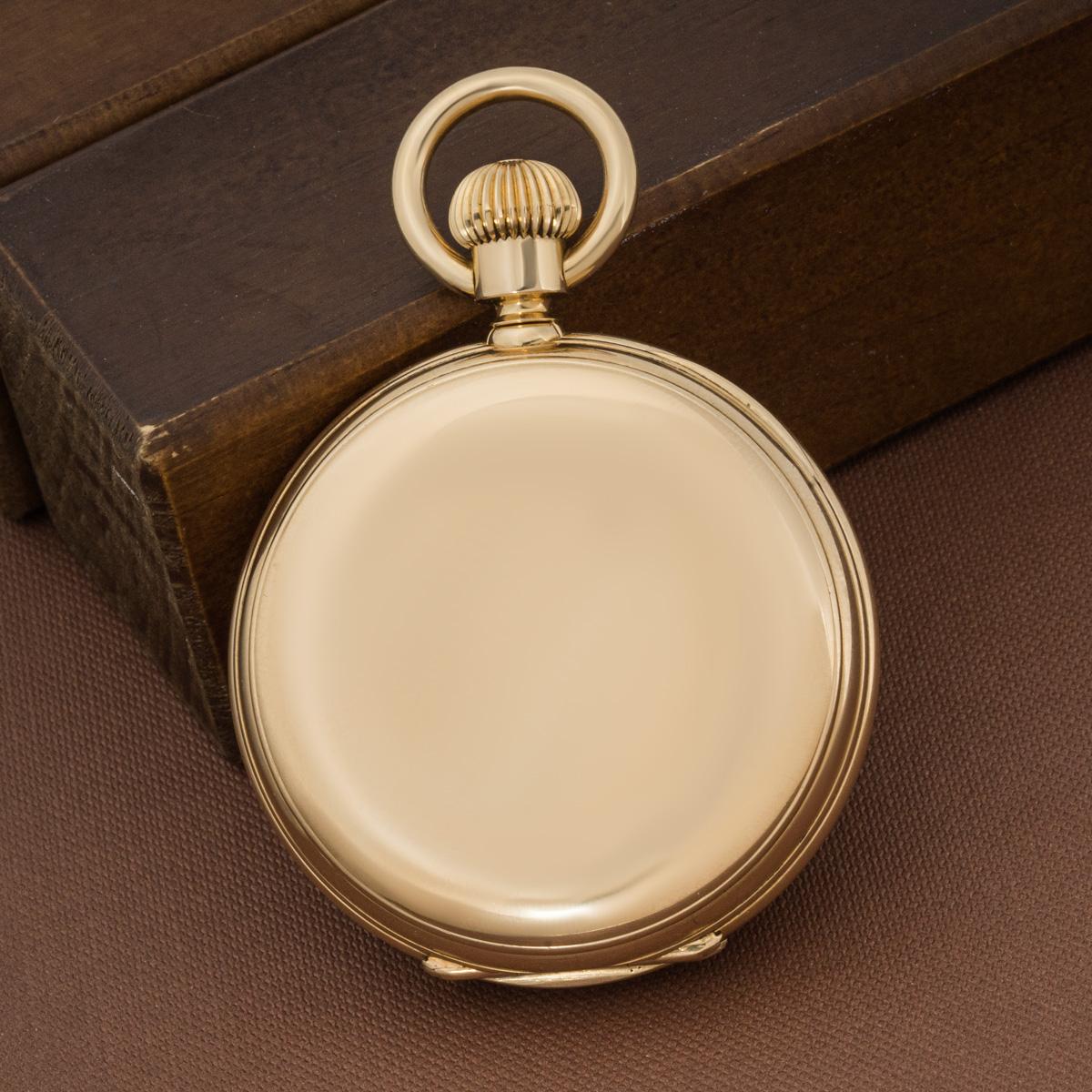 Lawson A Rare Full Calendar Gold Hunter Keyless Lever Pocket Watch C1900S In Excellent Condition In London, GB