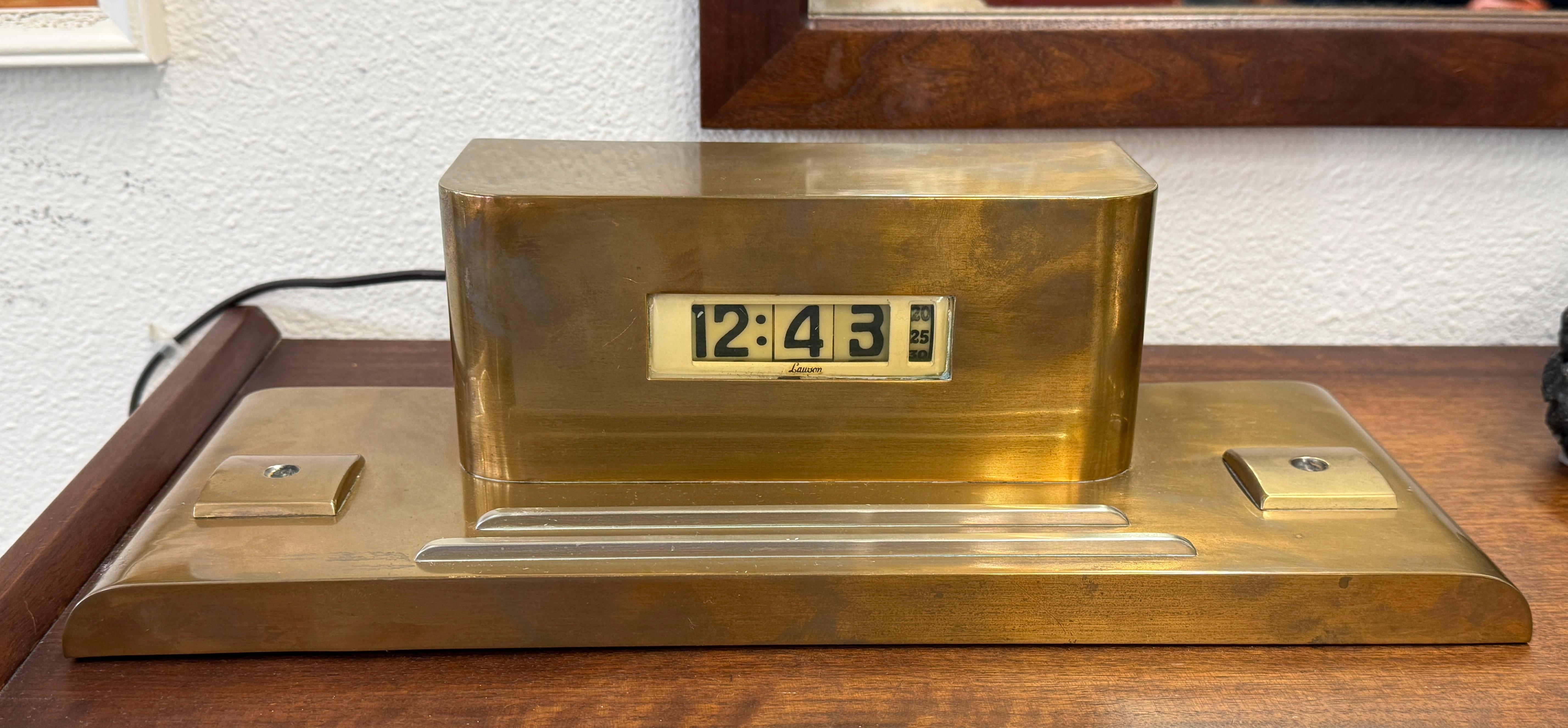 Lawson Art Deco Copper Clock in Working Order en venta 8