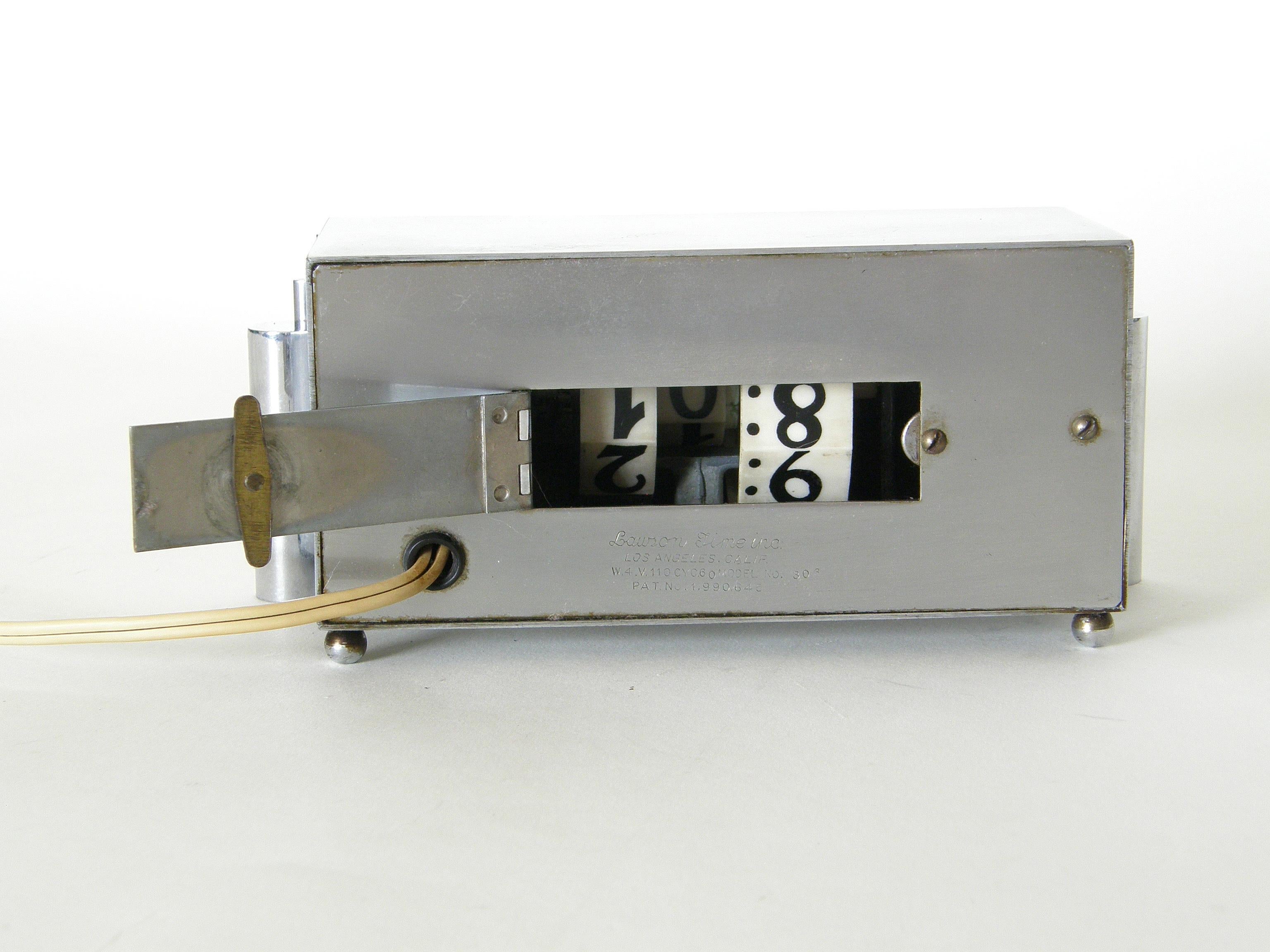 Nickel Lawson Art Deco Digital Table Clock Designed by Ferher and Adomatis For Sale