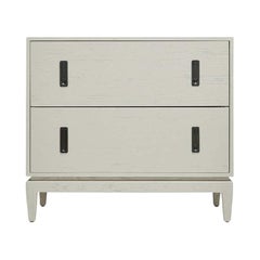 Lawson-Fenning 2-Drawer Arcadia Chest, Modern Grey Pigmented Oak & Brass Dresser