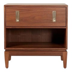 Lawson-Fenning Arcadia Side Table, Walnut & Polished Brass, Modern Nightstand