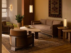 Lawson-Fenning Curved Back Sofa, Tuxedo Style Sofa w/ Walnut Base, Modern Couch