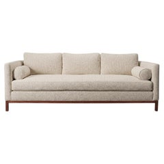 Lawson-Fenning Curved Back Sofa, Tuxedo Style Sofa w/ Walnut Base, Modern Couch