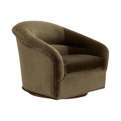 Lawson-Fenning Huxley Swivel Chair, Green Velvet, Modern American Lounge Chair