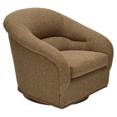 Lawson-Fenning Huxley Swivel Chair, Tweed & Walnut, Modern American Lounge Chair