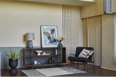 Lawson-Fenning Maker's Console, Walnut & Perforated Metal, Modern Bookshelf