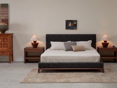 Lawson-Fenning Montebello Bed, King, Tweed & Solid Walnut, Modern Bedframe