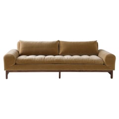Lawson-Fenning Morro Sofa, Beige Velvet w/ Solid Walnut Base, Modern Couch