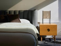 Lawson-Fenning Niguel Nightstand, Ebonized Oak & Brass, Modern Bedside Table