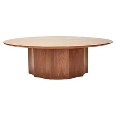 Lawson-Fenning Normandie Cocktail Table, Fluted Walnut Modern Round Coffee Table