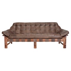Lawson-Fenning Ojai Sofa, Solid Walnut & Chocolate Leather, Modern Couch