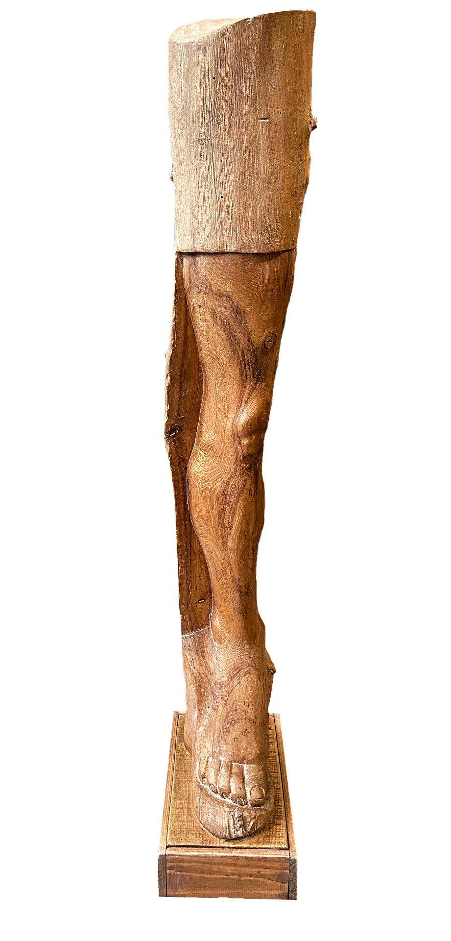 Lawson Rudge Figurative Sculpture - Wooden Maquette of a Leg, Hand Carved British Sculpture