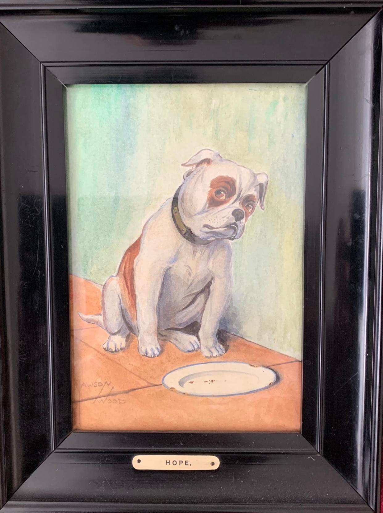 Lawson Wood Animal Painting - Bulldog Hope - dog watercolour painting