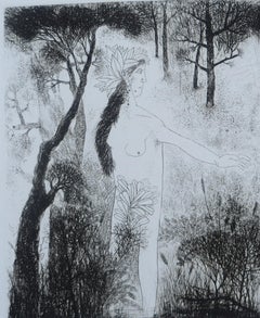 Forest, Etching on Paper, Black, White by Modern Indian Artist "In Stock"