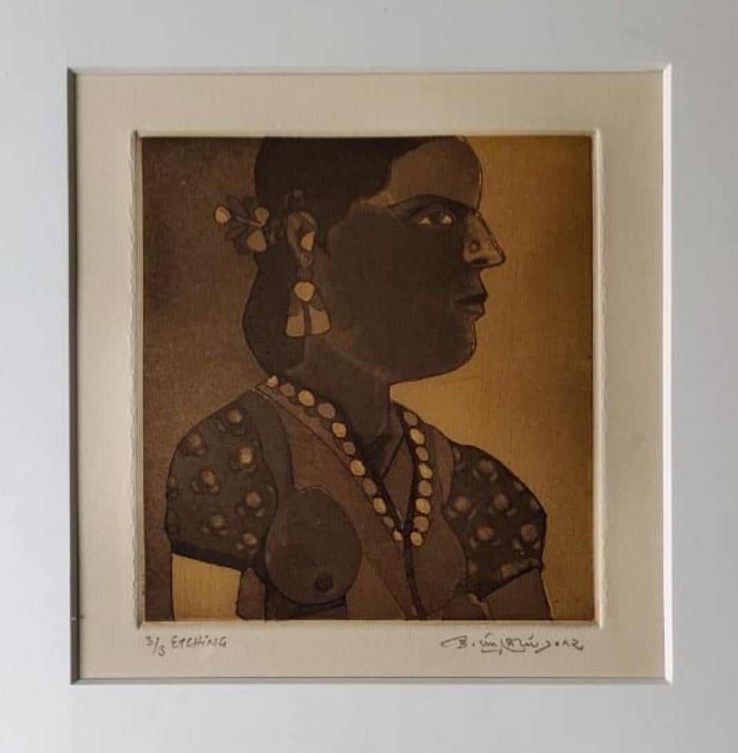 Untitled, Etching on paper, Modern Indian Artist "In Stock"