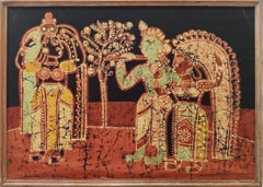 Untitled, Figurative, Batik on Cloth by Modern Indian Artist Laxma Goud-In Stock