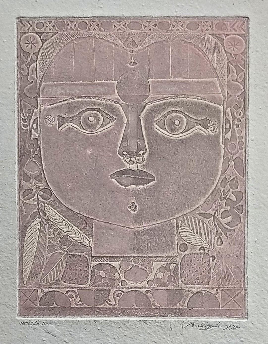 Sin título, calcografía sobre papel de artista indio moderno  
