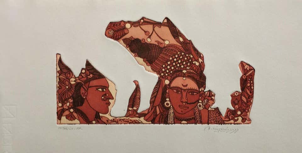 Untitled, Intaglio on Paper by Modern Indian Artist Laxma Goud "In Stock"