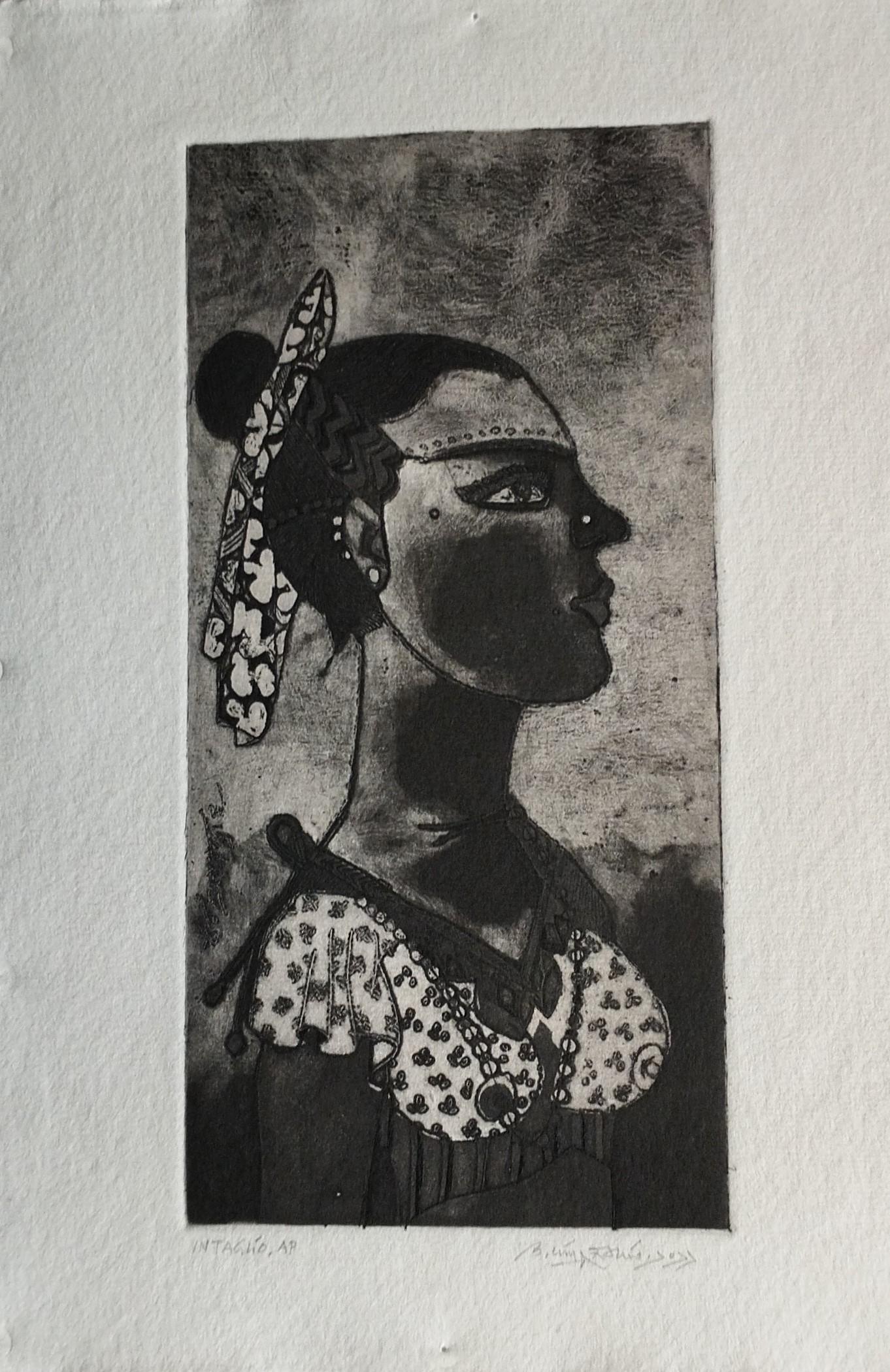 Ohne Titel, Intaglio auf Papier, moderner indischer Künstler, „Auf Lager“