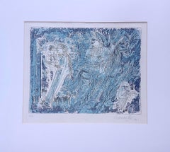Modern Etching Indian Artist Paris Goa Mythology Chagall Narrative Blue Lovers
