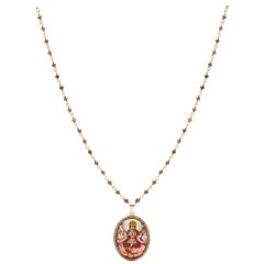 Laxmi Diamond and Enamel Rose Gold Reversible Pendant