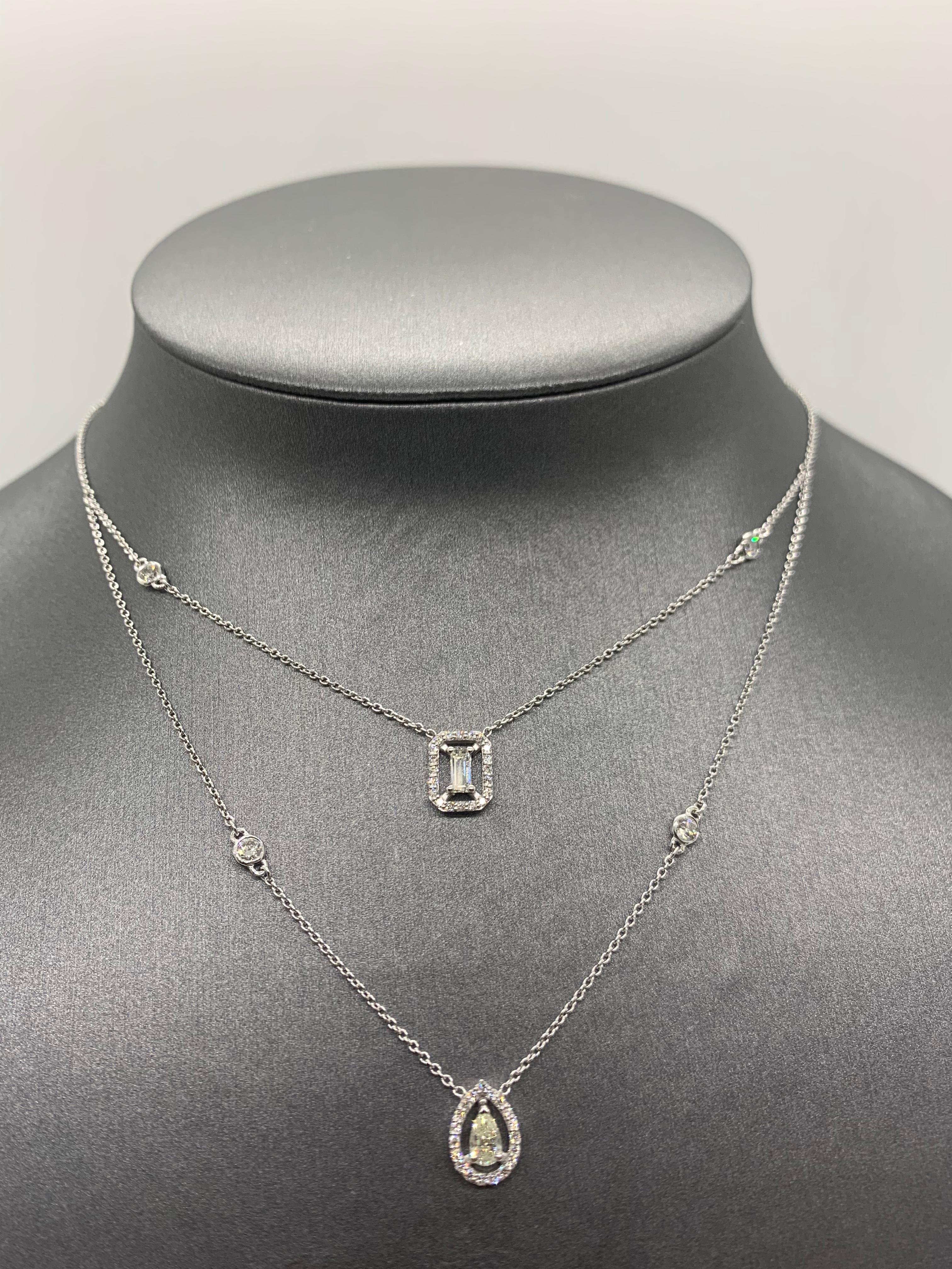 Taille mixte Collier de diamants en or jaune et blanc 18 carats, taille mixte, 1,20 cts en vente