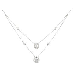 Layer Mixed Cut 1.20Cts Diamond Necklace in 18K Yellow & White Gold