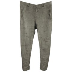 LAYER-O Size 34 Grey Wrinkled Linen Drop-Crotch Casual Pants