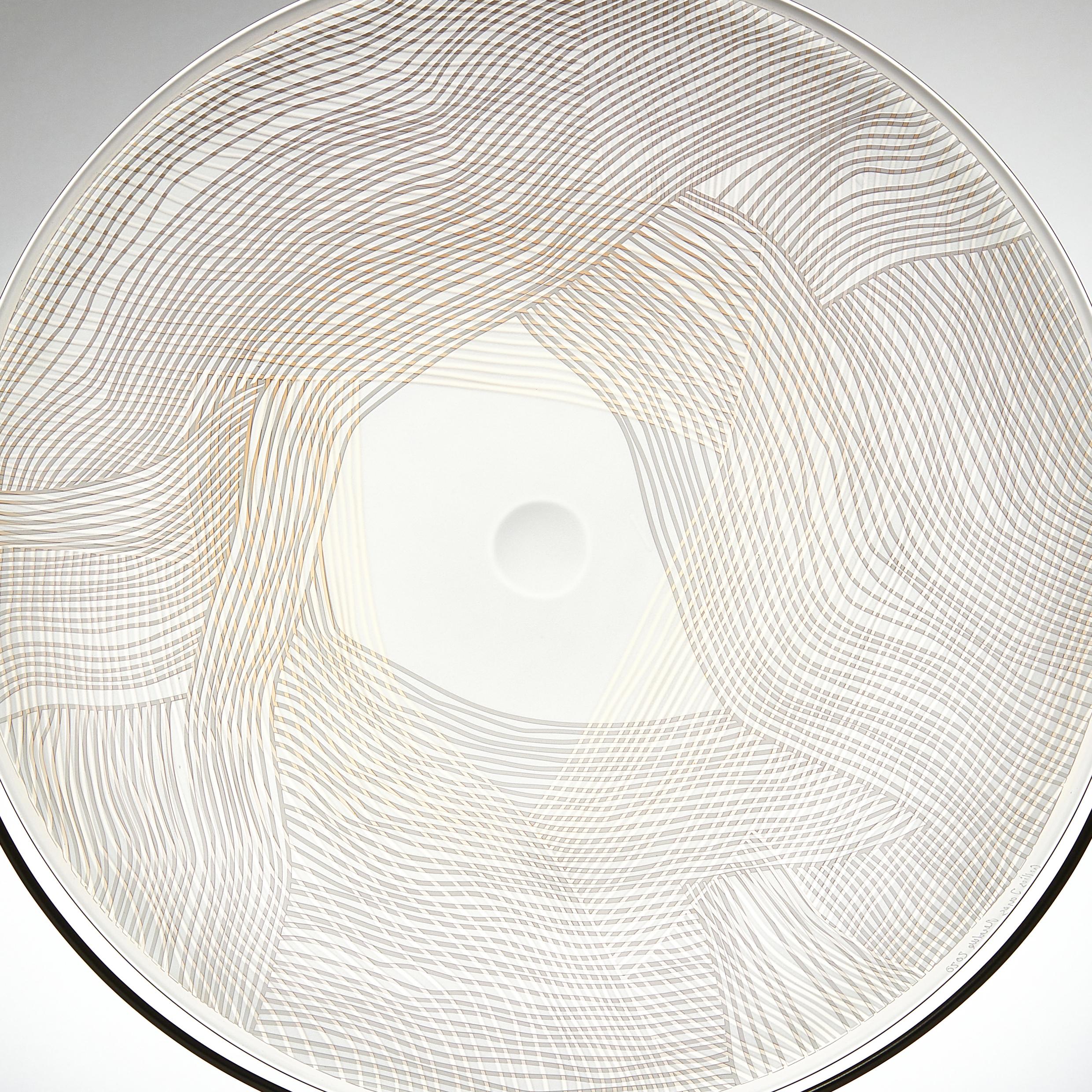 Organic Modern Layer on Layer, a Unique Gold, Grey and Clear Glass Sculptural Plate, Kate Jones