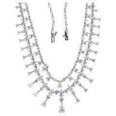 Layered 21.51Ct. Multi Cut Diamond Wedding Necklace 14K White Gold Fine Jewelry