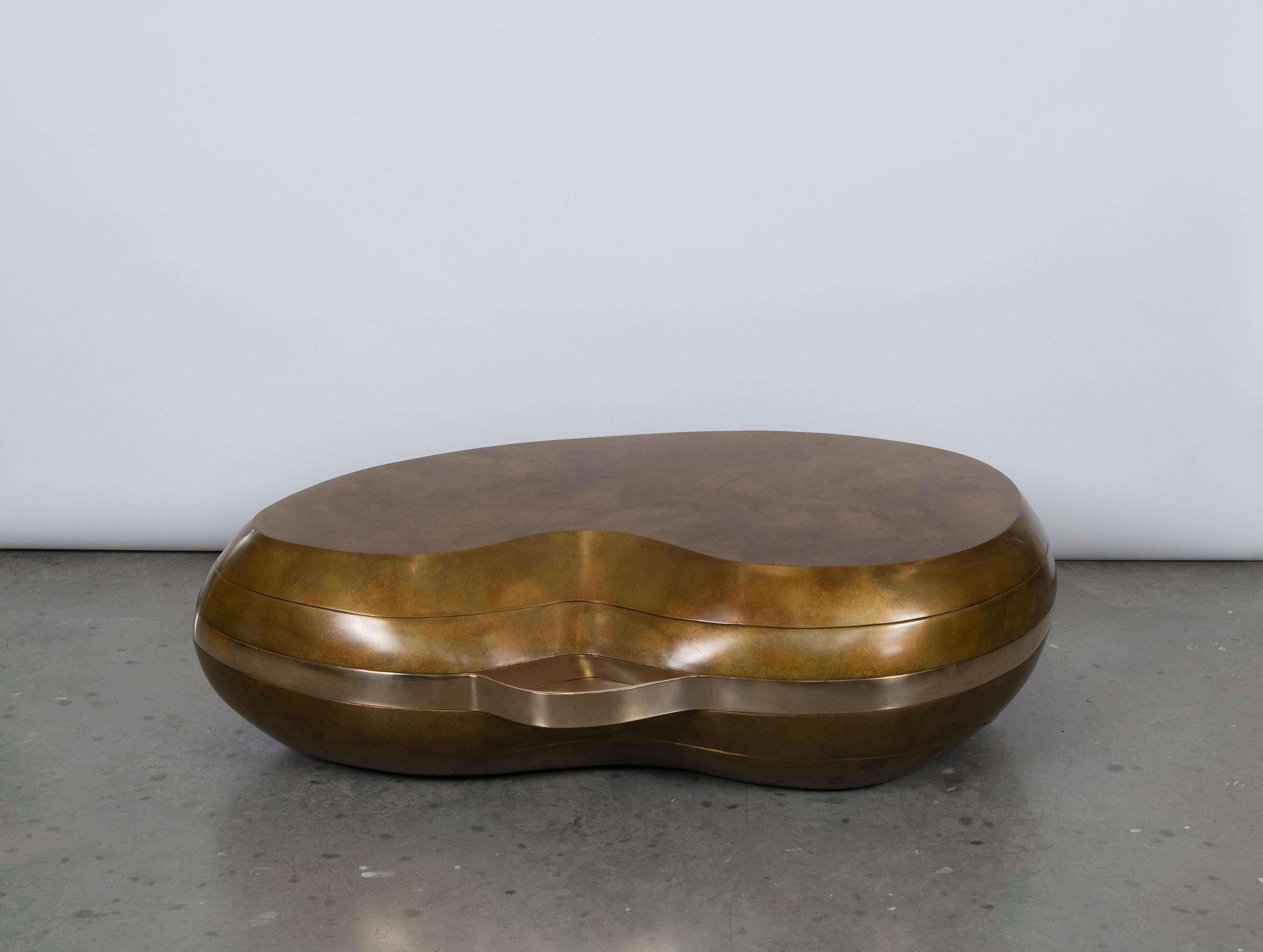 Konekt Layered Coffee Table in Patinated and Polished Bronze For Sale 3