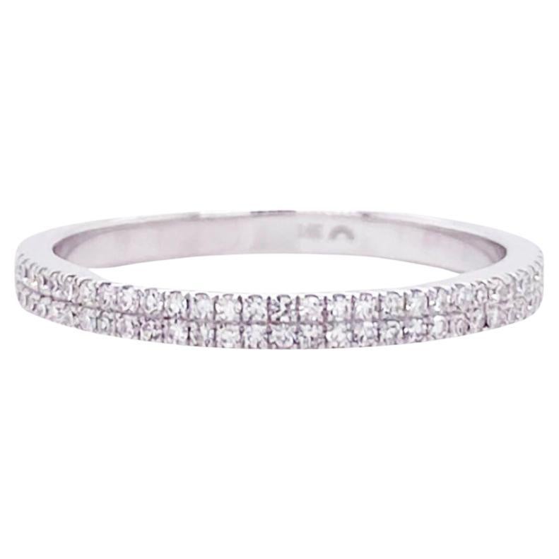 Layered Diamond Band, White Gold, Two Rows of Diamonds, Stackable Ring
